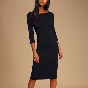 LULUS True To You Black Midi Dress
